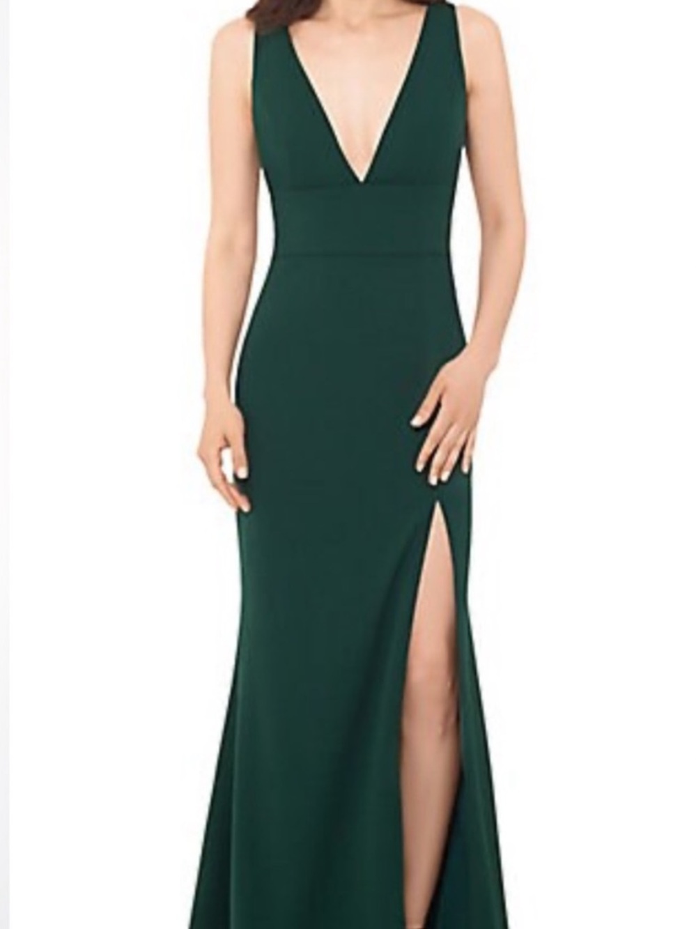 Betsy & Adam Surplice Leg-Slit Evening Gown - Emerald SIZE 8